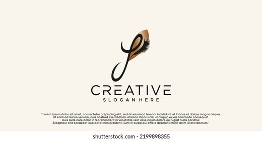 Eyelashes logo with letter l concept Premium Vector