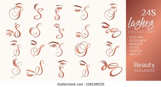 Eyelashes logo with letter S concept