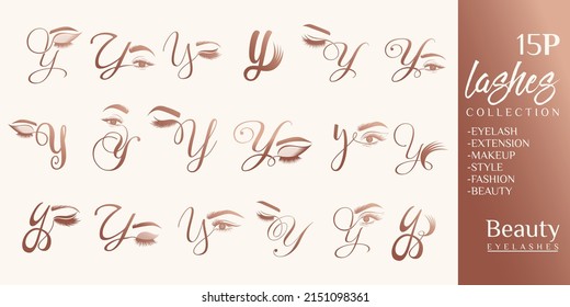 Eyelashes logo with letter Y concept