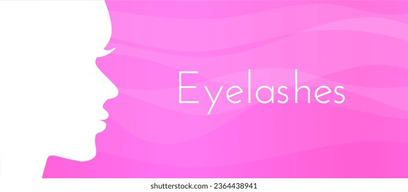 Eyelashes Pink Background Illustration with a Girl