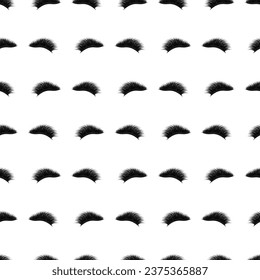 Eyelashes seamless pattern vector illustration. Black and white lashes template print with closed female eyes. Beauty, fashion, makeup background. Lashmaking wallpaper for lamination, extension cards