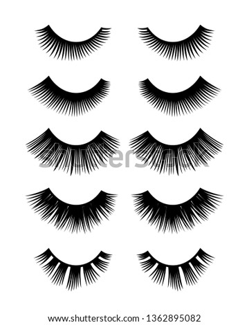 Eyelashes set isolated on white background, Vector illustration.