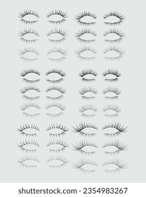 Eyelashes set on white background, girl, salon, mascara, illustration, beauty, eyelash, lash, eye, isolated, vector illustration, vector, false