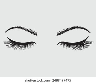 Eyelashes set on white background, Professional glamor makeup, Bottled eyelashes of girls, BEAUTY, BLACK, Eeyebrow.eps
