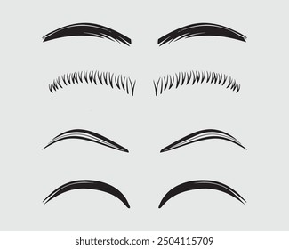 Eyelashes set on white background, eyelash, false, lash, illustration, girl, salon, vector, vector illustration.eps
