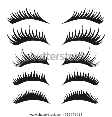 Eyelashes set on white background, vector illustration.