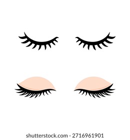 Pestañas. Conjunto de iconos vectoriales que muestran los ojos cerrados y las pestañas.