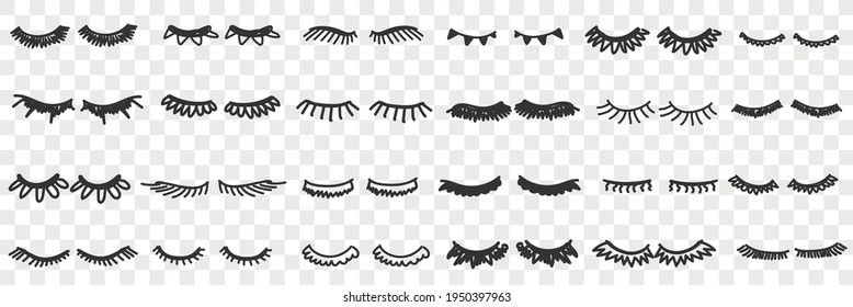 Eyelashes shapes assortment doodle set