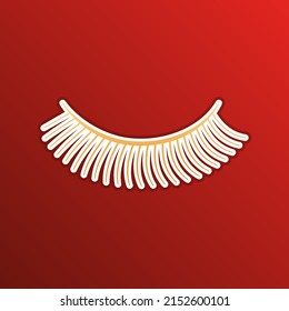 Eyelashes sign  Golden gradient Icon and contours redish Background  Illustration 