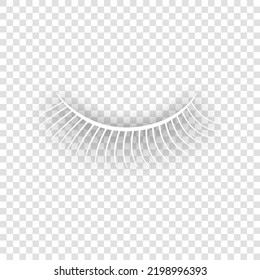 Eyelashes sign. White Icon with dropped natural gray Shadow at transparent Background. Illustration.