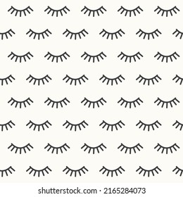 Eyelashes simple seamless pattern, minimalist black and white background. Basic backdrop, beauty master wallpaper, fabric, textile, wrapping paper