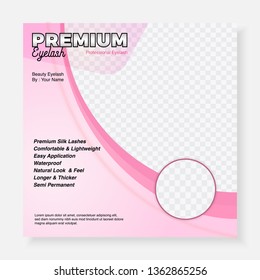 Eyelashes social media template square color pastel modern design_Pink pastel