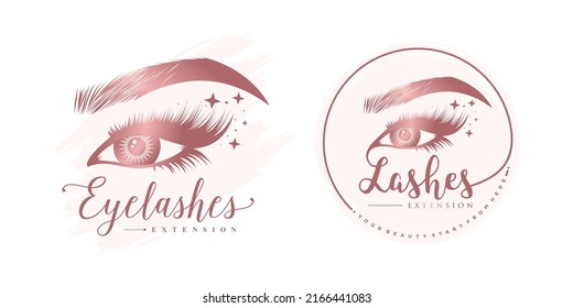 Eyelashes vector icon logo design with modern beauty concept Premium Vector