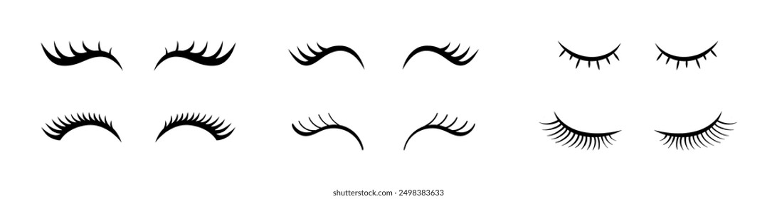 Eyelashes vector woman icon set. Female eye lashes beautiful collection.