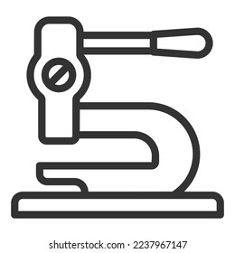 Máquina de instalación de Eyelet - icono, ilustración sobre fondo blanco, estilo de contorno