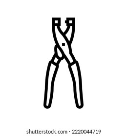 eyelet pliers line icon vector. eyelet pliers sign. isolated contour symbol black illustration