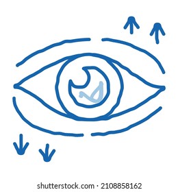 corrector de párpados de cirugía de esbozo vector de icono. Signo de cirugía de corrección de párpados de la línea de doodle azul dibujado a mano. ilustración de símbolo aislado