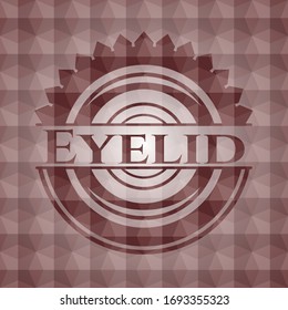 Eyelid red seamless emblem with geometric background.