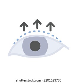 Eyelid surgery flat design. Cosmetic surgery on face with dotted lines. For plastic surgery clinic, medical and beauty publications. Vector Illustration.