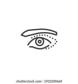 Icono de la línea de cirugía de párpados. signo de estilo lineal para concepto móvil y diseño web. Icono vectorial del contorno de cirugía plástica ocular. Símbolo de la faroplastia, ilustración del logo. Gráficos vectoriales