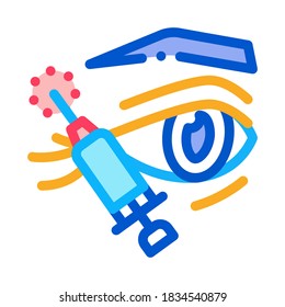 Augenlidoperation Lokalanästhesie Symbol Vektorgrafik. Augenlidoperation Ortsanästhesie Schild. Illustration von Farbzeichen