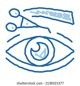 eyelid surgery tool sketch icon vector. Hand drawn blue doodle line art eyelid surgery tool sign. isolated symbol illustration