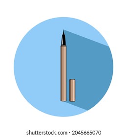 Icono de vector plano negro de Eyeliner aislado en fondo azul
