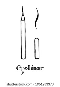 Eyeliner black and white hand drawn vector doodle icon EPS10
