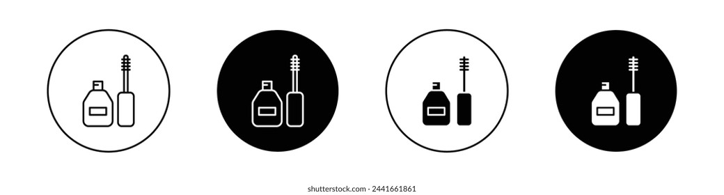 Eyeliner-Flaschen-Icon-Set. Lidschatten-Mascara-Vektor-Symbol.