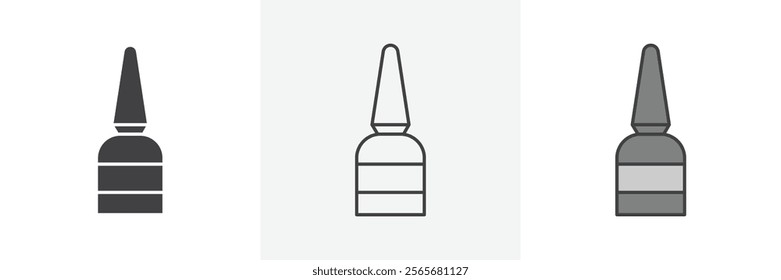 Eyeliner bottle icons in black and colored versions