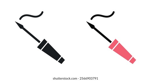 Eyeliner brush icon set in black and colored