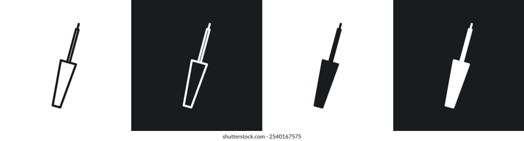 Conjunto de iconos de pincel delineador de ojos. Símbolos de Vector en colores blanco y negro.