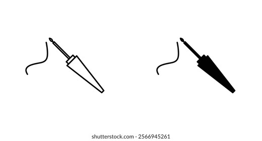 Eyeliner brush icons. black and white vector set.