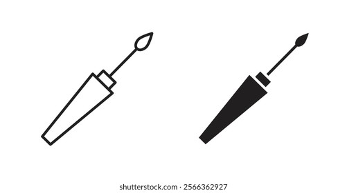 Eyeliner brush icons in line stroke and flat versions