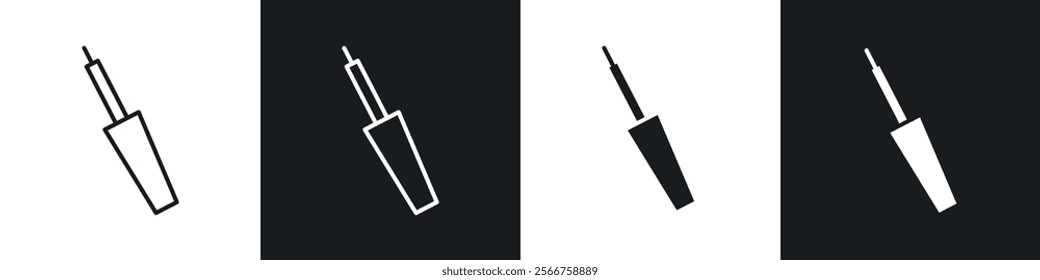 Eyeliner brush icons in Thin line black color. flat simple vector symbols illustration.