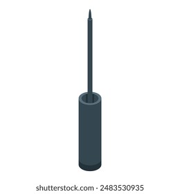 Eyeliner brush standing open with a thin black applicator for applying makeup