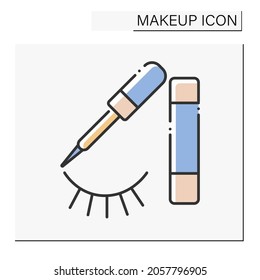  Eyeliner color icon. Cosmetic product. Special cosmetics for eyes to appear larger or more noticeable. Makeup concept. Isolated vector illustration