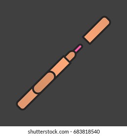 Eyeliner color icon. Pencil lipstick. Isolated vector illustration