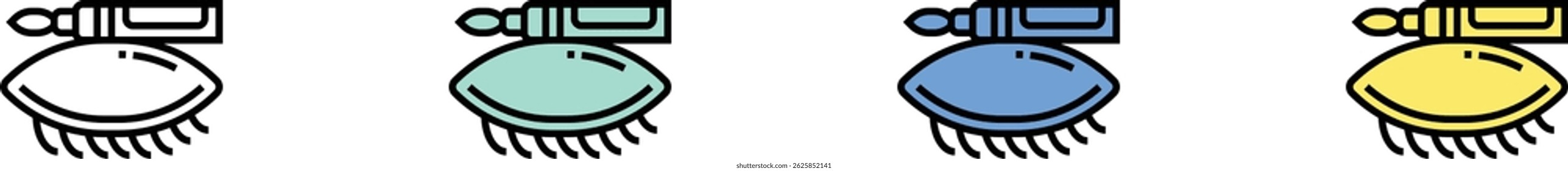 eyeliner icon. Outline, Green, Blue and Yellow Style Design Isolated On White Background