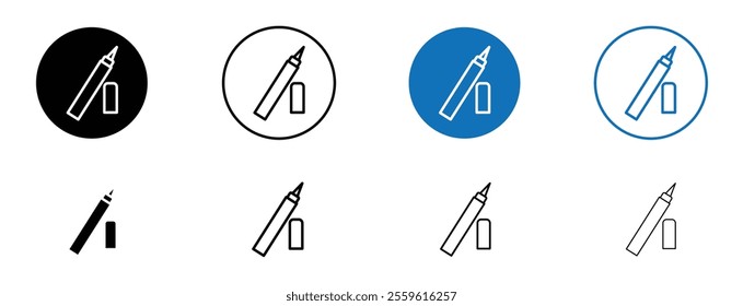 Eyeliner icon set in black and blue colors