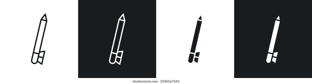 Eyeliner icon set. Vector symbols in black and white colors.