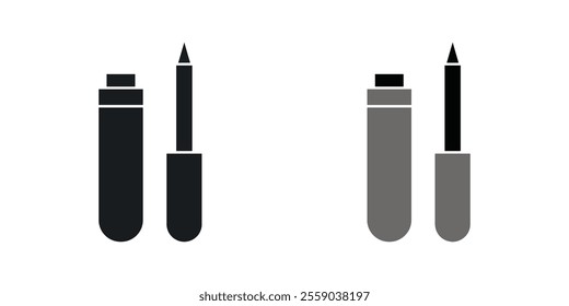 Eyeliner icons in black and colored version