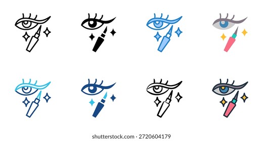 Los iconos del delineador de ojos establecen la colección de estilo múltiple. Trazo editable 
