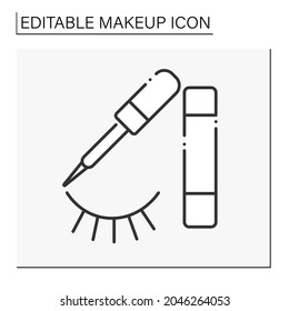  Leuchtenzeilensymbol. Kosmetisches Mittel. Spezielle Kosmetika für größere oder auffälligere Augen. Make-up-Konzept. Einzige Vektorgrafik. Bearbeitbarer Hub