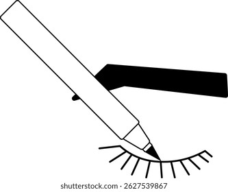 Eyeliner for makeup composition. Vector graphic line illustration. Black and white cute cosmetic makeup art. background for banners, print for fabric, labels, t-shirt printing.

