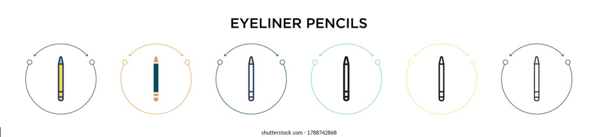 Eyeliner pencils icon in filled, thin line, outline and stroke style. Vector illustration of two colored and black eyeliner pencils vector icons designs can be used for mobile, ui, web