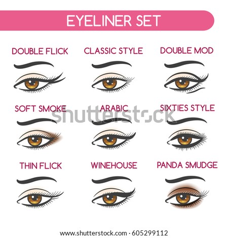 Eyeliner Set Vector Illustration Woman Eyes Stock Vector (Royalty Free