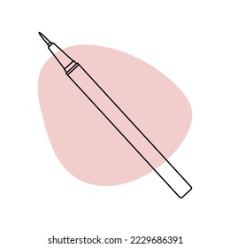 Eyeliner in the style of line art with colored spots. vector illustration