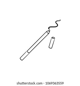 Eyeliner with trace hand drawn outline doodle icon. Eye pencil vector sketch illustration for print, web, mobile and infographics isolated on white background.