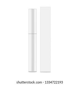 Eyeliner Tube With Box Mockup Isolated On White Background - Front View. Vector Illustration